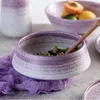 Płytki Prosty zachodnia miska ceramiczna płyta domowa zastawa stołowa zupa sałatka Deser Purple sztućce wazon łyżka łyżka