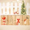 Decorazioni natalizie Tavolo romantico Albero quadrato Decorazioni per la casa Artigianato Lettere in legno Portacandele Mini confezione regalo Candeliere Forniture per festival