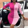 Casual Dresses V-neck Sexy Slim Sress Plus Size Bodycon Dress Color-block Skinny That Accentuates The Figure For Women Clothing