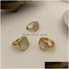 Cluster Ringe Weißer Muschelring für Frauen Ins Trendy Geometrie Einstellbar Gold Punk Vintage Chunky Teen Girls Ästhetischer Schmuck KBR215 Dhhts