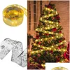 Decorazioni natalizie Nastro Fiocco Stringa Luci Ornamenti per alberi Fai da te Atmosfera romantica Disposizione Decorazione Drop Delivery Home Gard Dhoqf