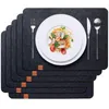 Table Mats & Pads Felt Placemat 6 Piece Set Black-Table Mat Can Be Wiped 45X32 Cm-Washable Placemat-Dinner Pad