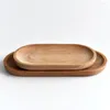 Kök förvaring 2st Oval Wood Creative Tray Fruits maträtt dekorativa plattor te serveringsbrickor för konditori (liten storlek stor storlek)