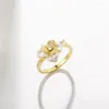 Eheringe 2023 Super Fairy Lily Micro-verkrustete Zirkonblüte Ring weibliche Nische High-End Open, verstellbarer eleganter Frauenschmuck