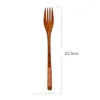 Dinnerware Sets 8 Pcs Wooden 9 InchJapanese Spoon Fork Set Kitchen Tableware Natural Wood Cutlery Dinner