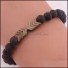 Brins de perles Bracelet en pierre de lave volcanique Bracelets diffuseur d'huile essentielle Bracelet de guérison Nce Aimant de yoga Perles de flèche Drop Delive Dh1Rh