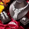 Halskette Ohrringe Set Siscathy Luxus Zirkon Blume Wunderschöne Hochzeit Schmuck Für Frauen Weibliche Party Kleid Zubehör