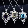 Pendant Necklaces Fashion Sky City Necklace Charm Flower Geometry Inlay Square Zircon Europe America Style Jewelry For Women Wedding Party