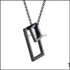 Pendentif Colliers En Acier Inoxydable Noir Double Rec Hommes Punk Rock Collier Bijoux Cadeau Pour Lui Avec Chainpendent Drop Delivery Pendan Dhblr