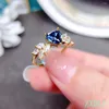 Cluster Rings Valentine Gift 2023 Heart Style Blue Moissanite Ring 925 Silver Lab Diamond Women Wedding Party Love Good