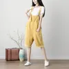 Kobiety Jumpsuits Rompers Women Vintage Linen Krótkie letnie rękawe solidne zabawy