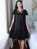 Women's Sleepwear Women's Champagne Nightgowns Nightwear Sexy Night Dress Nightie Sleeping Home Gown Silk Satin Vintage Sexi