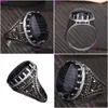 Cluster Rings S925 Sterling Sier Mens Ring Pierre Naturelle Agate 925 Moyen-Orient Simple Bijoux Thai Drop Delivery Dho8R