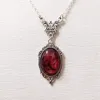 Pendentif Colliers Gothique Sang Rouge Quartz Charme Collier Ovale Pour Femmes Halloween Vampire En Relief Sorcière Bijoux Vintage Sautoirs