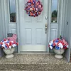 Decoratieve bloemen kransen onafhankelijkheidsdag krans veranda decor voordeur buitenhangende kunstmatige bloem slinger thuisfeest geschenken