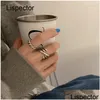 Cluster Rings Lispector 925 Sterling Sier Korean Vintage Twisted For Women Retro Irregar Crossed Ring Trend Unisex Rock Punk Drop de Dhffy