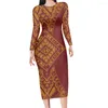 Vestidos casuais Havaí Luxo tribal para festa de manga longa Midi Elegant Evening 2023 Ladies Beach Bodycon Dress 4xl