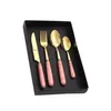 Dinnerware Sets Gold Cutlery Set Knife Fork Coffee Spoons Stainless Steel Tableware Western Kitchen Sierware Drop Delivery Home Gard Dhbea