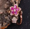 Bagues de Grappe Bague Fleur Rubis Naturel Et Réel Argent Sterling 925 Fine Jewelry Gem 3 4mm 5pcs