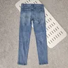 Nya mäns stretch jeans lyx varumärke design casual smala raka byxor