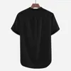 Hommes t-shirts 2023 été Baggy solide coton lin à manches courtes bouton grande taille chemise formelle hauts Blouse Camisas De Hombre