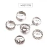 Bandringen mode -sieraden oude sier knokkel ring set uil kroon liefde hart midi 6pcs/set drop levering dhfhd