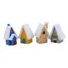 Kerstdecoraties schattige sneeuwhuis geschilderd houten decoratie voor huis met kerstman speelgoed ornament jaar cadeau