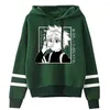 Heren hoodies x mannen vrouwen korte mouw sweatshirt killua zoldyck gestreepte pullover tops met capuchon