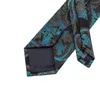 Bow Ties SN-1692 Hi-Tie Siyah Blue Paisley Mens Tie Resmi Stil İpek Jacquard Dokuma Cep Kare Kelikkiler İş Partisi İçin Set