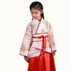 مرحلة ارتداء الفتاة الصينية نمط هانفو زي الفتيات الأطفال كيمونو التقليدية عتيقة المعجبين بالطلاب الرقص جوقة الرقص