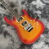 Lvybest elektrische gitaar op maat gemaakte dubbele rocker elektrische gitaar met rode ring en gele body geïntegreerde piano rozenhout finge
