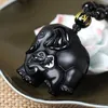 Pendant Necklaces Handmade Natural Obsidian Auspicious Wealthy Mother Elephant Jades Necklace Wholesale