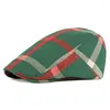 ベレー帽British Style Bailey Hat Spring Summer Breatable Thin's Classic Retro Plaid Cap Men's Progressive