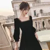 Casual klänningar avancerad liten klänning Lys lyxig lång kjol kvinnlig fransk hepburn stil svart botten höst och vinter