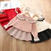 Kindmeisjes kleding set lente 2 stks lange mouwen kinderen baby prinses trui top en rok verjaardagsschool uniform kleding