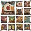 Pillow 2pcs/set Sofa Throw Cover Decorated Case Home Textile Flax Bar Beer Pattern Square Pillowcase