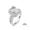 Кластерные кольца 925 стерлинговые роскошные роскоши 2021 Тенденция для женщин Большой зеленый аметист натуральный драгоценный камень.