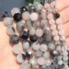 Perline gemma naturale minerali sfaccettati pietra di quarzo rutilato nero per gioielli fai da te accessori per bracciali 15 '' 6 8 10 mm