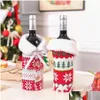Favor de festa 2023 malha de natal garrafa de vinho Ers Snowflake Tree Wines Garrafs er with Bowknot Beer Year Xmas Home Decoration Drop del Dh6n7