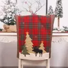 Housses de chaise rouge couverture de noël Plaid tissu lin étui wapiti arbre de noël protecteur année housse maison Decorchair