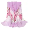 Sciarpe 2023 Vintage Brand Women Sciarpa di chiffon Stampa floreale Autunno Scialli di seta Avvolge Signore Pashmina Beach Stole Hijab Foulard