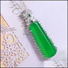 Pendant Necklaces 925Chalcedony Green Chalcedony Trapezoidal Brand Promotion Fortune Lucky Necklace Ornament Orpendant Drop Delivery Otjwe