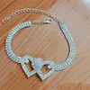 Fußkettchen Strass Herz Knöchel Armbänder Für Frauen Mädchen Kristall Tennis Fußkettchen Mehrreihige Fuß Schmuck Hip Hop Party Geschenke