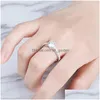 Cluster Rings Topgrillz 18K White Gold 1.0 Ct 6.5Mm Round Cut Vvs1 Classic Moissanite Wedding Ring For Women Engagement Anniversary Dhntk