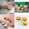 Storage Bottles Jars 105Pcs 50G Carving Frosted Glass Cream Jar Ecofriendly Wooden Lid Bamboo Cap Cosmetic Packaging Container Ski Dh2Gt