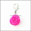 Charms 120Pcs Mix 12 Colors Rose Flowers Dangle Hanging Diy Bracelet Necklace Jewelry Accessory Lobster Clasp Floating 2234 Drop Del Dhm6S