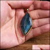 Hänge halsband naturliga labradorite halsband Colorf Light Irregar Shape Yoga Men Women Energy Jewelry Dropshippendant Drop Deliver Dhu0x