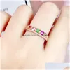 Cluster Rings Natural Real Colorf Tourmaline Country Ring на одно ювелирные изделия 0,15CTX5PCS GEMSTONE 925 SERLING SIER FINA