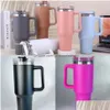 Tumblers 40oz من الفولاذ المقاوم للصدأ من الفولاذ المقاوم للصدأ مع مقبض ملون سعة كبيرة القدح Beer Bottle ماء في الهواء الطلق الكاميرا CAM LID FY5528 D291O