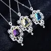 Pendant Necklaces Fashion Sky City Necklace Charm Flower Geometry Inlay Square Zircon Europe America Style Jewelry For Women Wedding Party